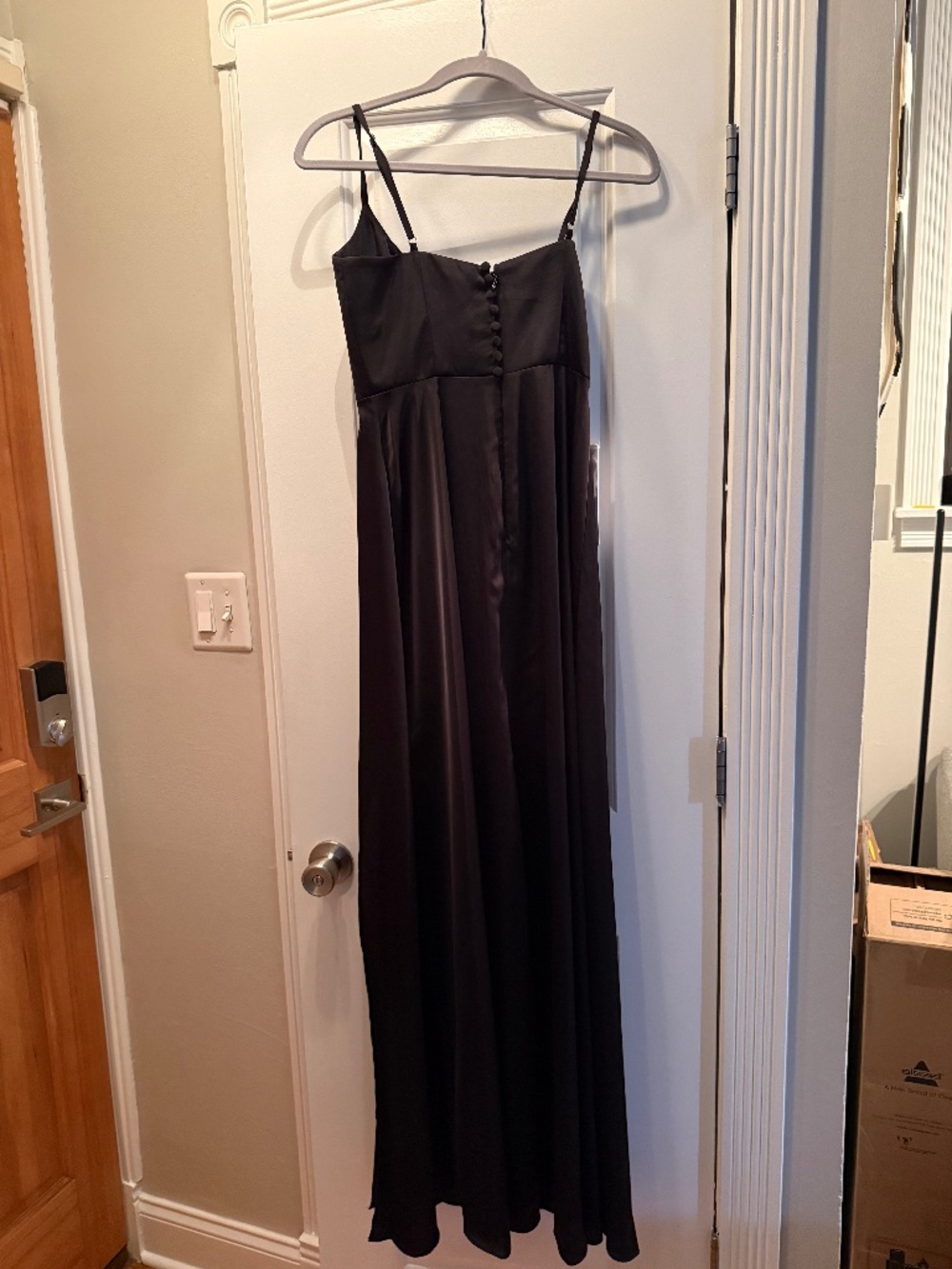 NWT Azazie Halsey Black Stretch Satin Bridesmaid Dress Sz 4